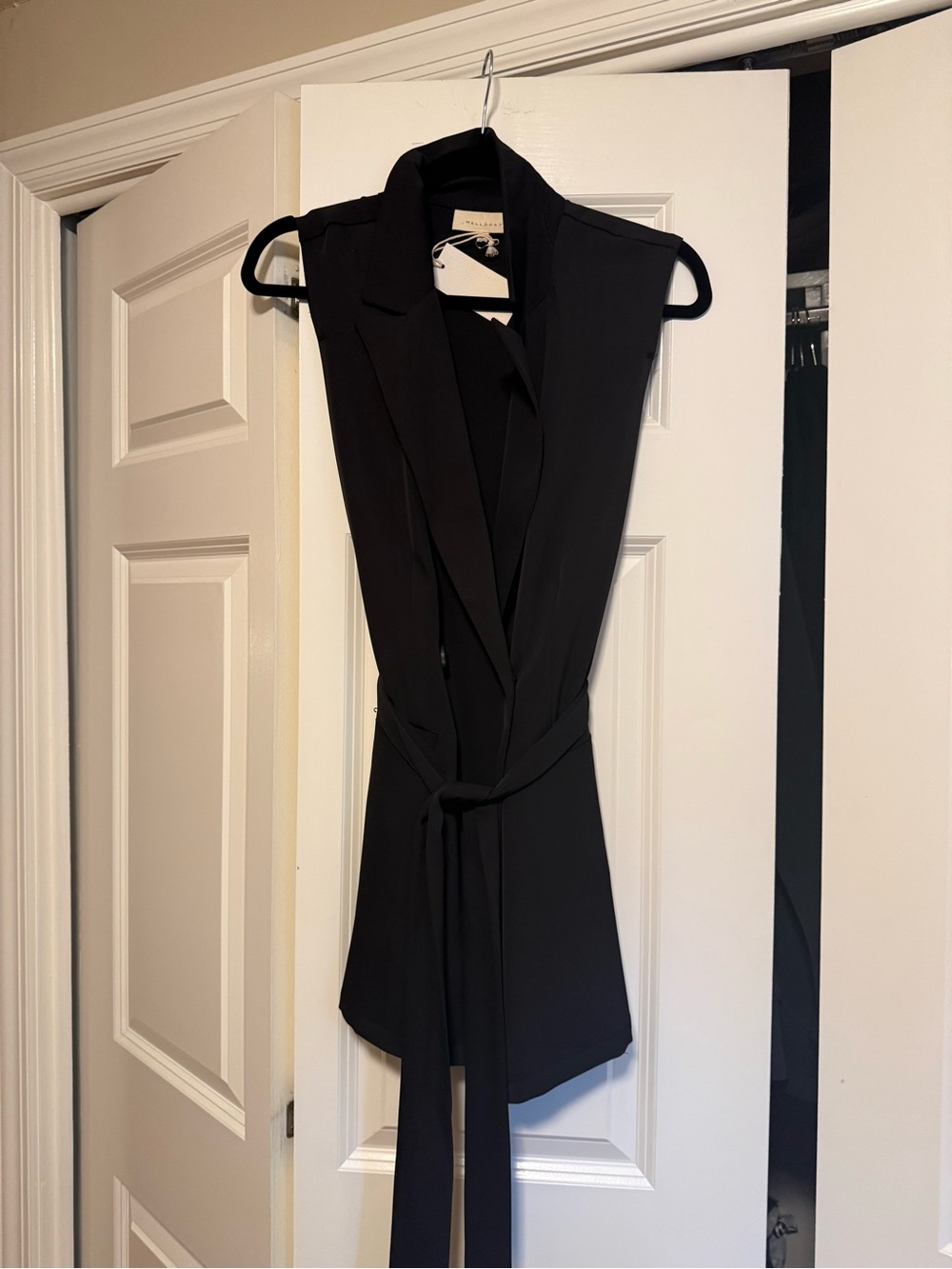 MELLODAY Sleeveless Double-Breasted Black Blazer Vest